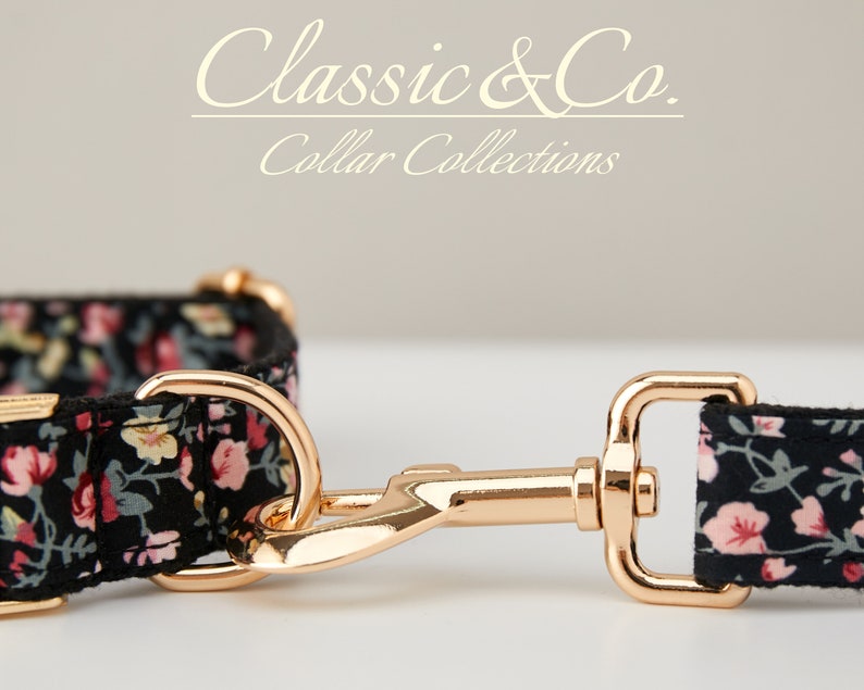 Floral Personalized Dog Collar Bow Tie Leash Setcustom Etsy