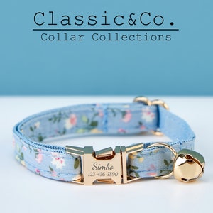 Cute Colorful Floral Cat Collar, for Male Female Pets, Soft Comfortable Kitten Collar with Gold Bell and Buckle, Pet Gift Ideas on Sale