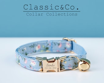 Lindo collar de gato floral colorido, para mascotas masculinas y femeninas, collar de gatito suave y cómodo con campana y hebilla doradas, ideas de regalos para mascotas en oferta