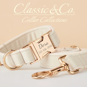 Cream Velvet Personalized Dog Collar Bow Tie Leash Set,Custom Engraved Pet Name Metal Buckle,White Wedding Puppy Neckwear,FREE Shipping