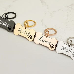 Hunde-ID-Tag, individuell graviertes Hunde-Namensschild, hochwertige Hundemarke mit personalisiertem Logo, schwarze Hundemarke mit Namen, Telefonnummern für Hunde, Knochen-Hundemarke Bild 2