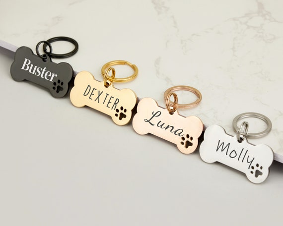 Dog ID Tag, Custom Engraved Dog Name Tag, Quality Dog Tag Personalized Logo, Black Dog Tag With Name, Phone Numbers for Dogs, Bone Dog Tag