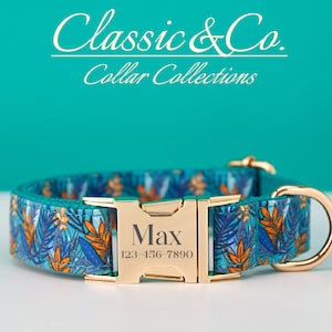Floral Personalized Dog Collar Bow Tie Leash Set,Custom Engraved Pet Name Metal Buckle,Lilac Birthday Puppy Gift,FREE Shipping