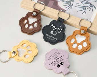 Pet Hair Memorial Keychain, Custom Dog Fur Keepsake Pouch, Personalized Leather Pet Loss Gift, Sympathy Gift for Pet Owner