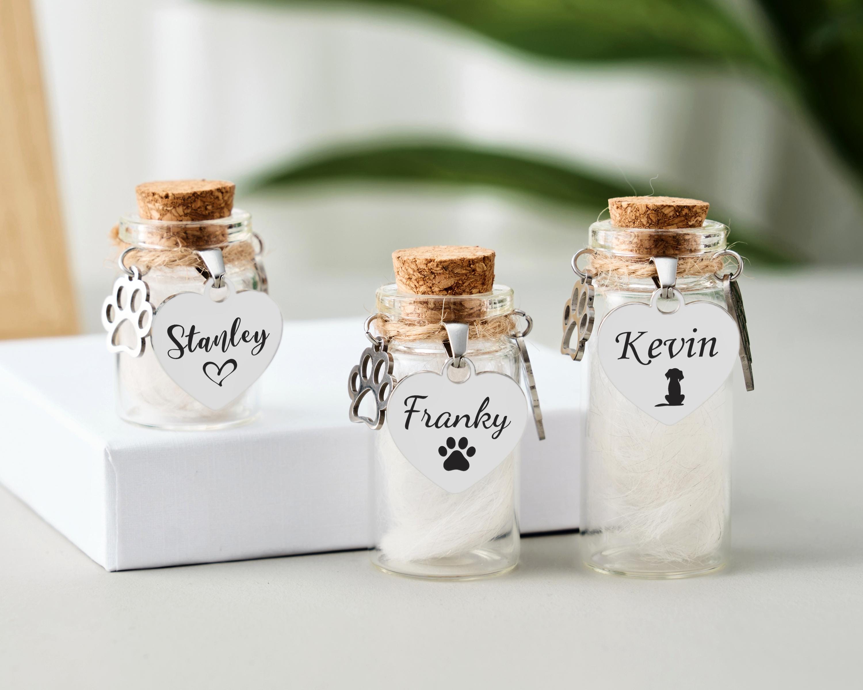 Personalized Pet Fur Memorial Jar - Custom Glass Keepsake For Dog Or Cat Hair, Ashes, With Name & Date