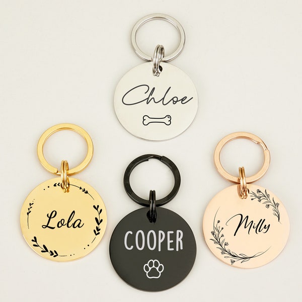 Free Engraved Silent Double-Sided Dog Tag, Custom Collar ID for Pets, Personalized Cat & Dog Name Phone Numbers Address Tags, Pet Owner Gift