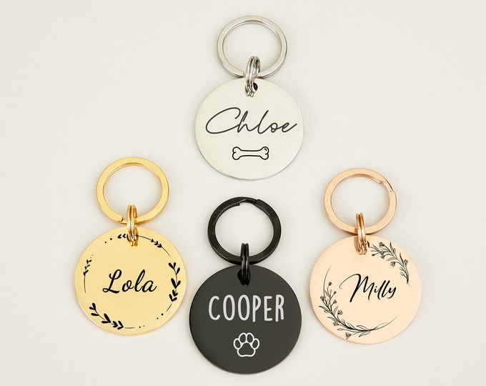 Free Engraved Silent Double-Sided Dog Tag, Custom Collar ID for Pets, Personalized Cat & Dog Name Phone Numbers Address Tags, Pet Owner Gift