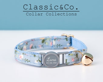 Breakaway Kleurrijke Bloemen Gepersonaliseerde Kattenhalsband Bowtie Leash Set, Op maat gegraveerde Kitten Naam Veiligheidsgesp, Gratis Gouden Bel, Vrouwelijk Huisdier Cadeau