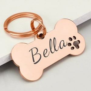 Dog ID Tag, Custom Engraved Dog Name Tag, Quality Dog Tag Personalized Logo, Gold Dog Tag With Name, Phone Numbers for Dogs, Bone Dog Tag image 9
