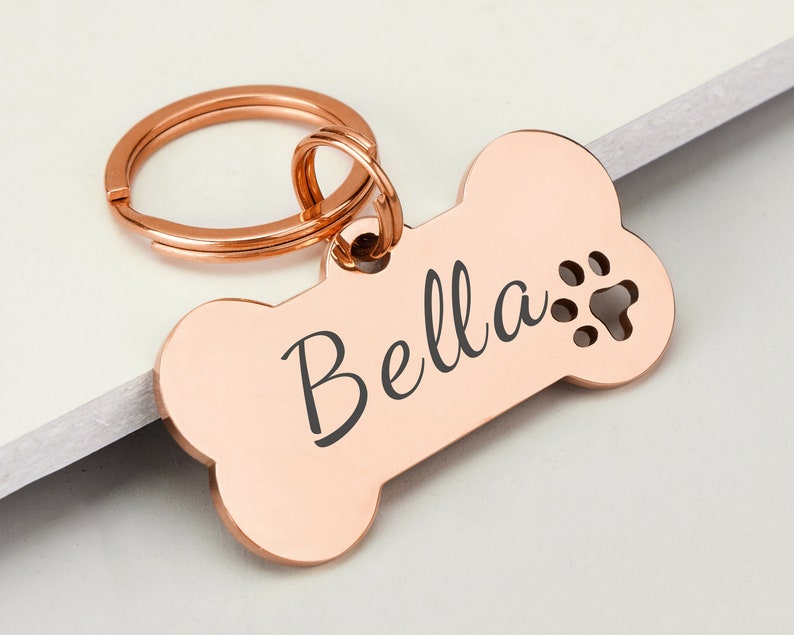 Hunde-ID-Tag, individuell graviertes Hunde-Namensschild, hochwertige Hundemarke mit personalisiertem Logo, schwarze Hundemarke mit Namen, Telefonnummern für Hunde, Knochen-Hundemarke Bild 9