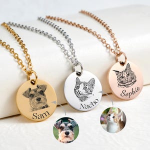 Personalized Pet Jewelry Gift - Engraved Dog Portrait Necklace - Engraved Portrait from Photo -Memorial Jewelry Customized Gifts for Dog Mum