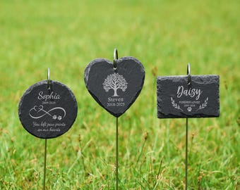 Custom Pet Memorial Garden Stone, Personalized Dog Loss Tribute with Hanging Stake, Engraved Outdoor Grave Marker Gift for Dog & Cat