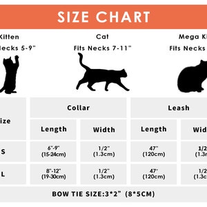K&ouml;nnte beinhalten: Gr&ouml;&szlig;entabelle f&uuml;r Katzenhalsb&auml;nder und Leinen. Die Tabelle zeigt die Gr&ouml;&szlig;e des Halsbandes und der Leine in Zoll und Zentimetern sowie die Halsgr&ouml;&szlig;e der Katze, f&uuml;r die das Halsband oder die Leine gedacht ist. Die Tabelle enth&auml;lt auch eine Schleifenbandgr&ouml;&szlig;e.