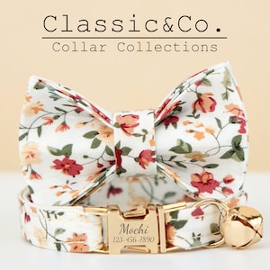 Cute Colorful Floral Cat Collar, for Male Female Pets, Soft Comfortable Kitten Collar with Gold Bell and Buckle, Pet Gift Ideas on Sale image 2