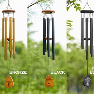 Carillón de viento al aire libre con grabado personalizado de doble cara negro, regalo para recordar la pérdida de mascotas, boceto exterior, letrero de pérdida para perros y gatos para jardín imagen 3