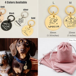 Etiqueta de identificación de mascota grabada a doble cara personalizada, accesorio de collar silencioso para perros y gatos, nombre personalizado amuleto de números, regalo perfecto para mamá de perro imagen 3