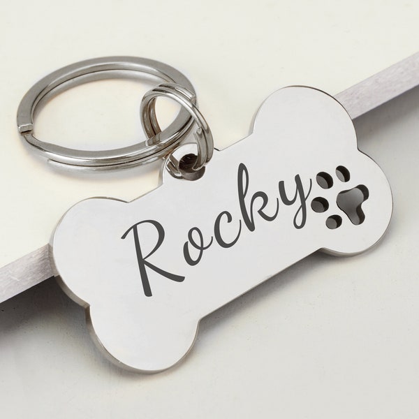 Dog ID Tag, Custom Engraved Dog Name Tag, Quality Dog Tag Personalized Logo, Black Dog Tag With Name, Phone Numbers for Dogs, Bone Dog Tag