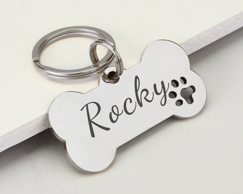 Dog ID Tag, Custom Engraved Dog Name Tag, Quality Dog Tag Personalized Logo, Black Dog Tag With Name, Phone Numbers for Dogs, Bone Dog Tag image 10