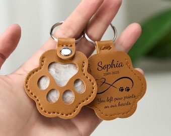 Personalized Pet Hair Keepsake Keychain, Custom Dog Fur Memorial Charm, Pet Loss Gift for Dog or Cat, Pet Hair Holder Keyring