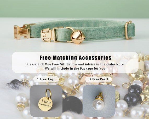 Personalized Velvet Cat Collar Set
