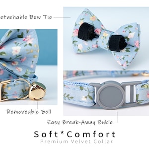 Breakaway Colorful Floral Personalized Cat Collar Bowtie Leash Set ...