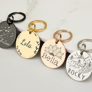 Individuelle Doppelseitig gravierte Haustiermarke, Stilles Halsband Accessoire für Hunde und Katzen, Personalisierter Name Zahlen Anhänger, Perfektes Geschenk für Hundemama Bild 4