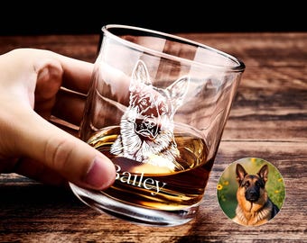 Anpassat whiskyglas för hundälskare – Personligt med husdjursnamn och foto, perfekt present till honom eller henne