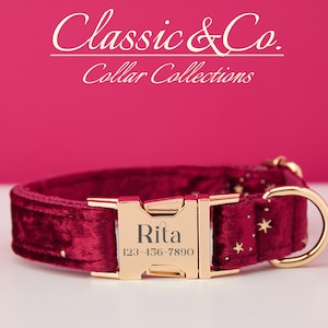 Set guinzaglio e collare per cani personalizzato Starry Stars con papillon, fibbia in metallo con nome dell'animale inciso su misura, regalo di compleanno per cuccioli, spedizione GRATUITA