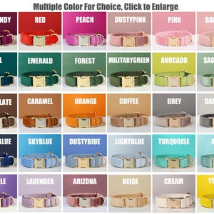 Multiple Colour Velvet Personalise Dog Collar Leash Set with Bow,BrownBeigeWhite,Engraved Pet Name Plate Metal Buckle,Wedding Puppy Gift image 8