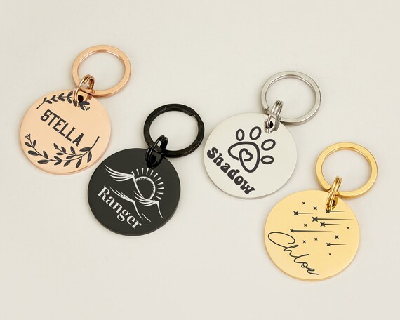 Personalized Pet ID Tag Free Engraving - Silent Cat & Dog Name Tag + Home Numbers, Double-Sided Custom Collar Tag, Ideal Gift for Dog Mother