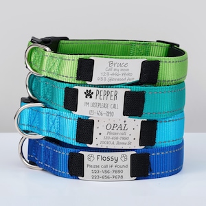 Reflective Webbing Personalized Dog Collar, Custom Pet Collar Adjustable, Engraved Name Metal Tag, Silent Cat Collar with Leash, Unique Gift