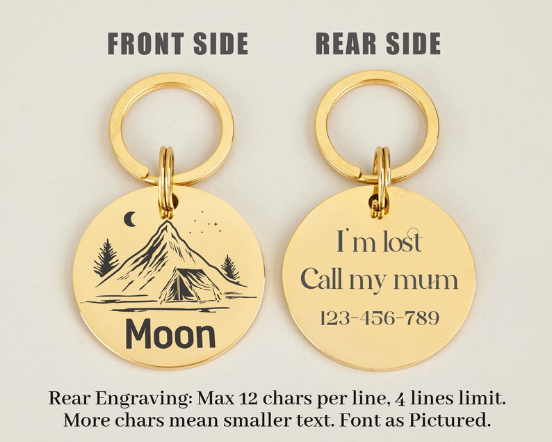 Personalized Pet ID Tag Free Engraving - Silent Cat & Dog Name Tag + Home Numbers, Double-Sided Custom Collar Tag, Ideal Gift for Dog Mother image 2