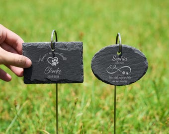Personalized Pet Memorial Garden Stone with Stake, Custom Dog Grave Marker, Pet Grave Stone Sympathy Gift, Memorial Gift for cat or dog Loss