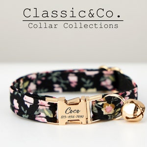 Cute Colorful Floral Cat Collar, for Male Female Pets, Soft Comfortable Kitten Collar with Gold Bell and Buckle, Pet Gift Ideas on Sale