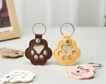 Dog Hair Memory Keychain, Pet Fur Keepsake Charm, Personalized Memorial Leather Keychain, Gift for Pet Loss and Remembrance