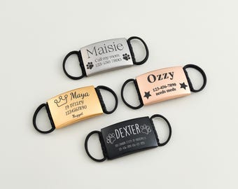 Identificação personalizada para animais de estimação gravada, etiqueta de coleira personalizada, etiqueta de identificação fofa para cães, etiqueta de identificação para filhotes, ideia de presente exclusiva para donos de cães, acessório para cães