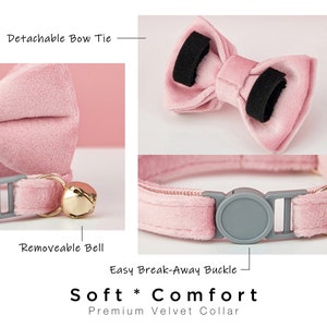 Breakaway Peach+pink+red Velvet Cat Collar Bow Tie Leash Set ...