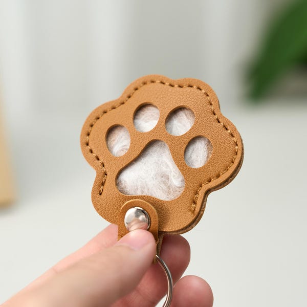 Chaveiro personalizado com lembrança de pelos de animais de estimação, porta-pelos de cachorro em memória do falecido, bolsa de couro para presente de luto, chaveiro personalizado para amantes de cães.