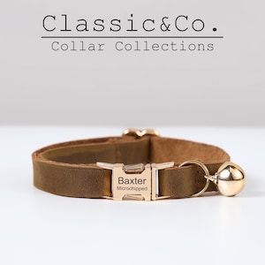 Echtes Leder Halsband mit Gravur, Glöckchen, personalisiertes Katzenhalsband mit ID oder Name, personalisiertes Halsband für Katzen