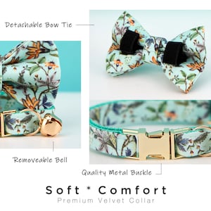 Cute Colorful Floral Cat Collar, for Male Female Pets, Soft Comfortable Kitten Collar with Gold Bell and Buckle, Pet Gift Ideas on Sale image 5