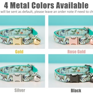 Cute Colorful Floral Cat Collar, for Male Female Pets, Soft Comfortable Kitten Collar with Gold Bell and Buckle, Pet Gift Ideas on Sale image 6