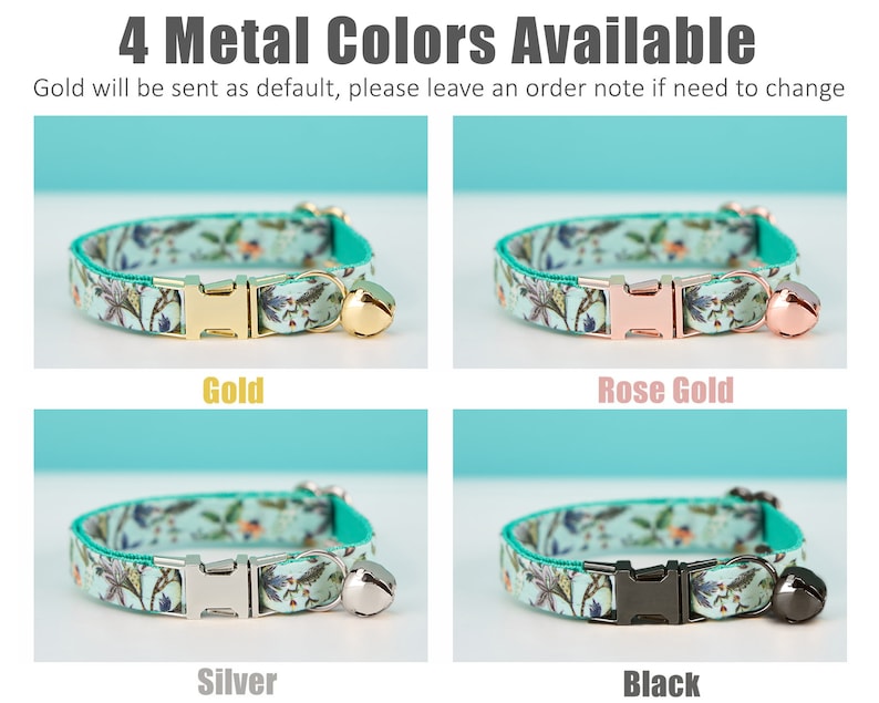 Cute Colorful Floral Cat Collar, for Male Female Pets, Soft Comfortable Kitten Collar with Gold Bell and Buckle, Pet Gift Ideas on Sale image 6