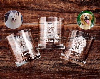 Personligt whiskyglas med hundporträtt – Graverat foto av husdjur för hundälskare och hundägare