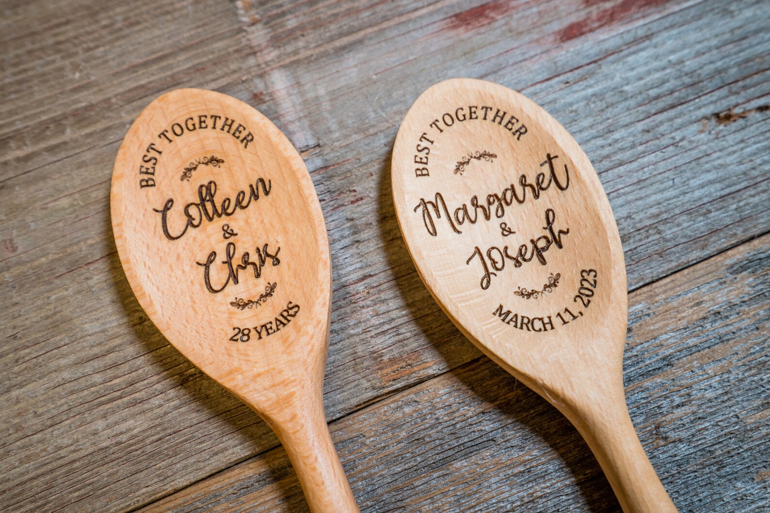 Custom Engraved Wooden Spoon Wedding Engagement Anniversary Etsy