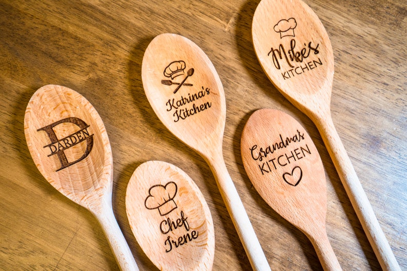 Custom Engraved Wooden Spoon, Valentines gift, Birthday Gift, Housewarming Gift, Engraved Wood Spoon, Personalized Wooden Spoon image 1