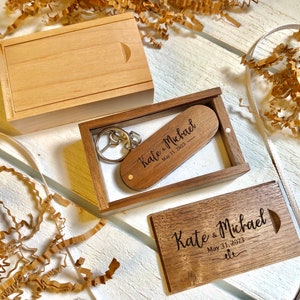 Custom Personalized Engraved Wood USB Box & Drive Stick 16GB, Wedding, Anniversary, Reunion, Vacation, Marketing Promotion, Gift