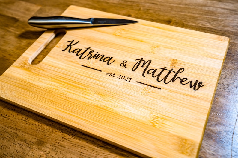 Personalized CUTTING BOARD, Unique Valentines Gift, Engraved Wood Cutting Board, Custom Engraved Gift, Wife, Wedding, Anniversary image 1