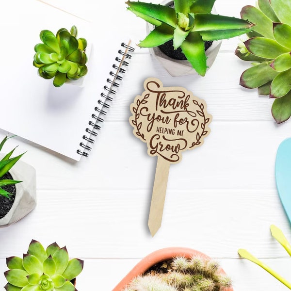 Teacher Appreciation Plant Marker |Thank you for Helping me Grow | Fast Turnaround | add message in your child's handwriting on the back!
