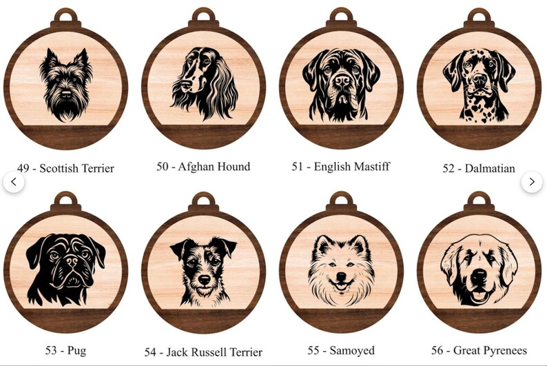 Personalized Wooden Dog Christmas Tree Ornament Handpainted and