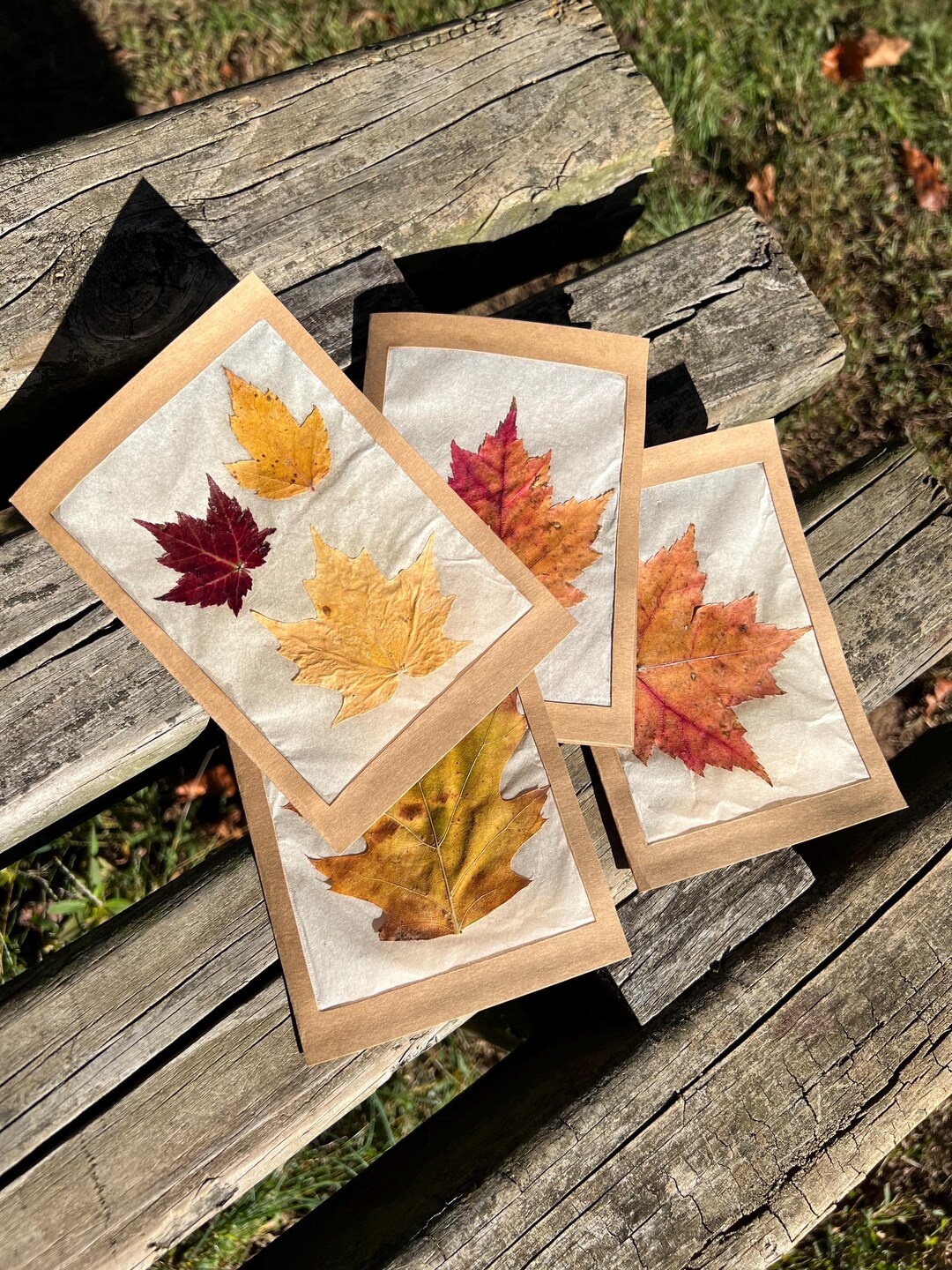 Handmade Fall Leaves Note Cards: Rustic Tea Bag Cards - Etsy